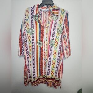 Colori di mare embroidered floral boho beaded tunic